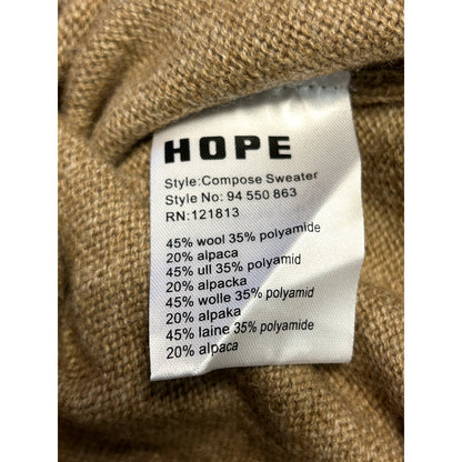 Hope NWT Pullover Sweater Long Sleeve Ribbed Cuff Crew Neck Tan Size 42