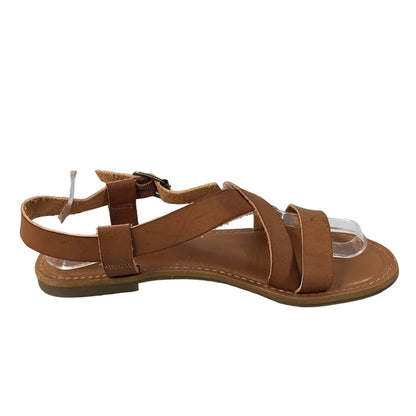 RAMPAGE Maddox Leather Tan Sandals adjustable 8M Spring Summer Beach