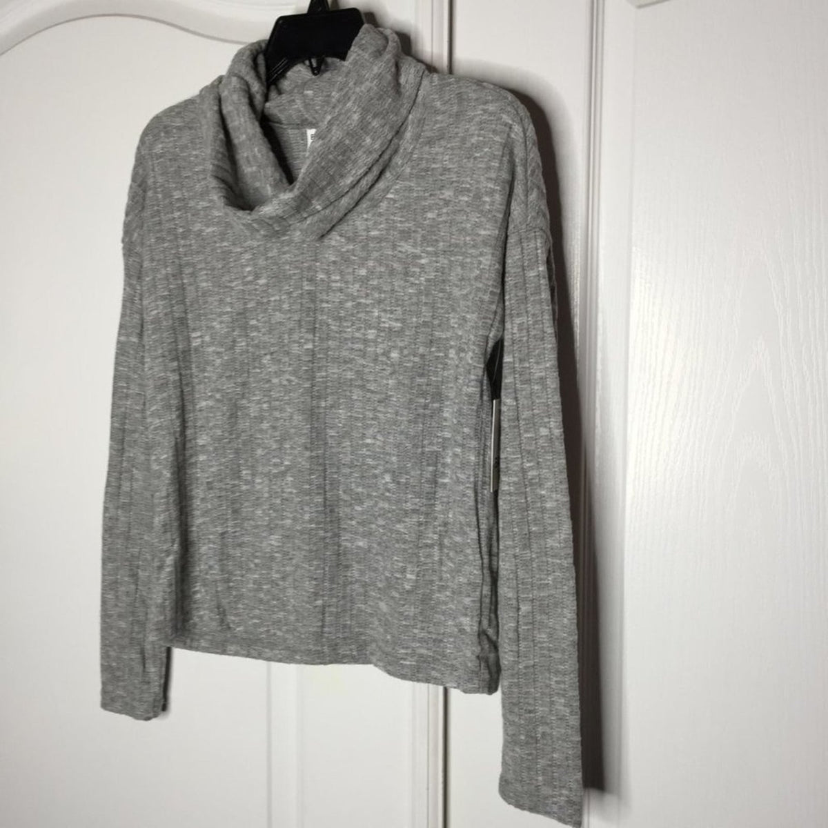 Bp Cozy Ribbed Turtleneck Top Relaxed Fit Long Sleeve Grey Heather Size Small