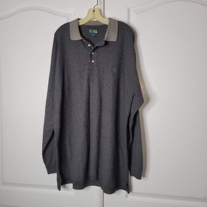 Ivy Crew Big Tall Size XL Long Sleeve Gray Polo Shirt Collar Cotton