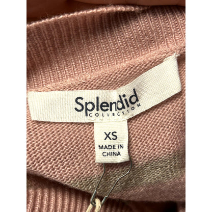 Splendid NWT Tradewinds Pink Gray Striped Crewneck Sweater Size XS