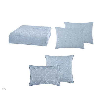 Style 212 Daisy Textured 5-Piece King Comforter Set Blue New bed in bag