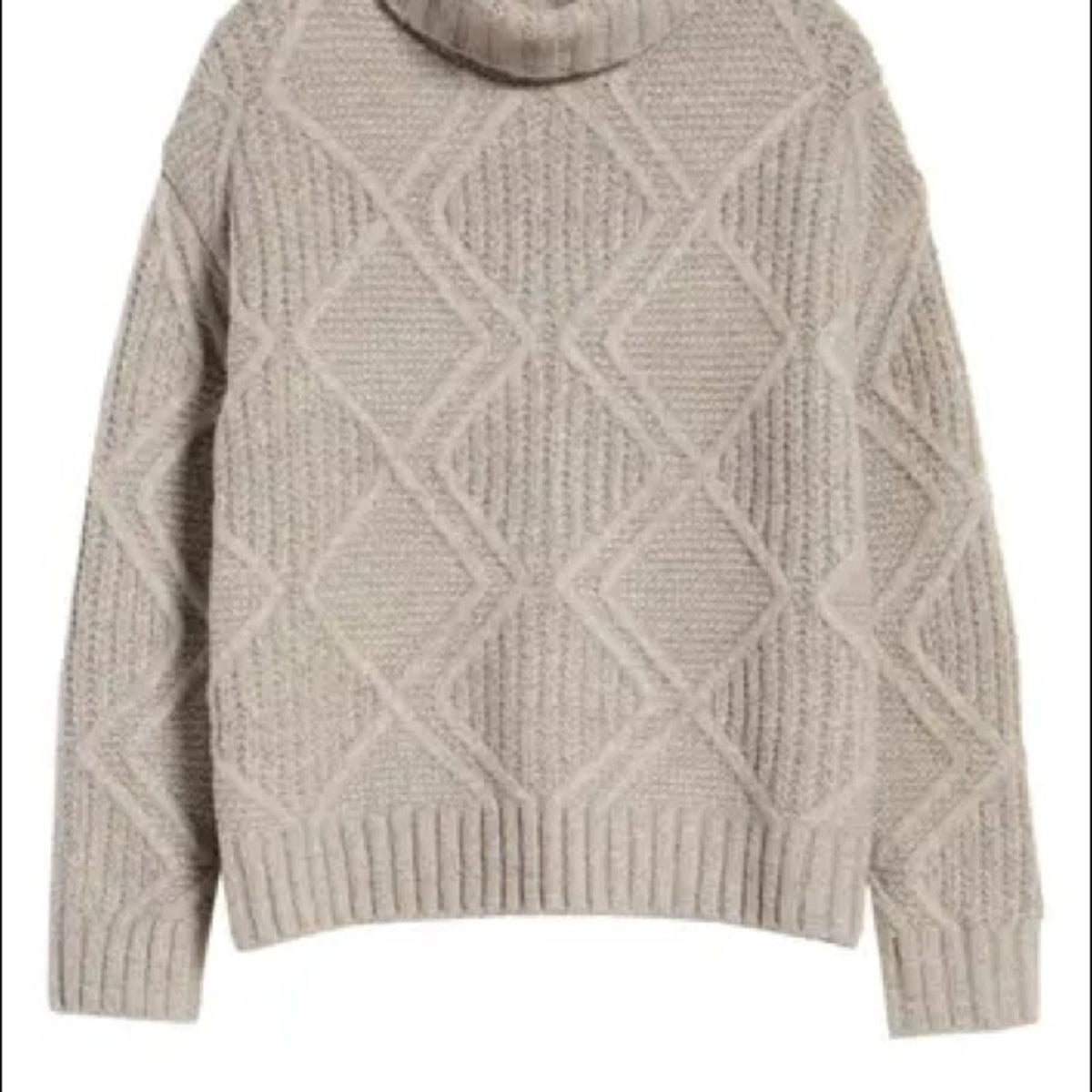Caslon NWT Taupe Chunky Cable Knit Turtleneck Sweater Size XLarge