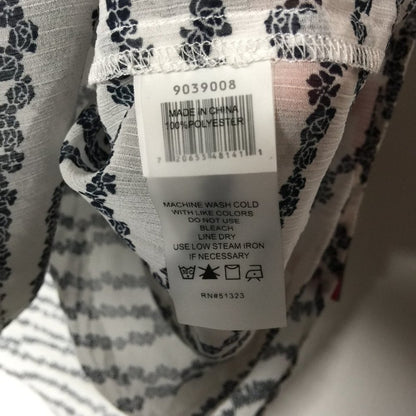 Vince Camuto Striped Floral Blouse Top Short Sleeve Large Work Casual Cozy Light