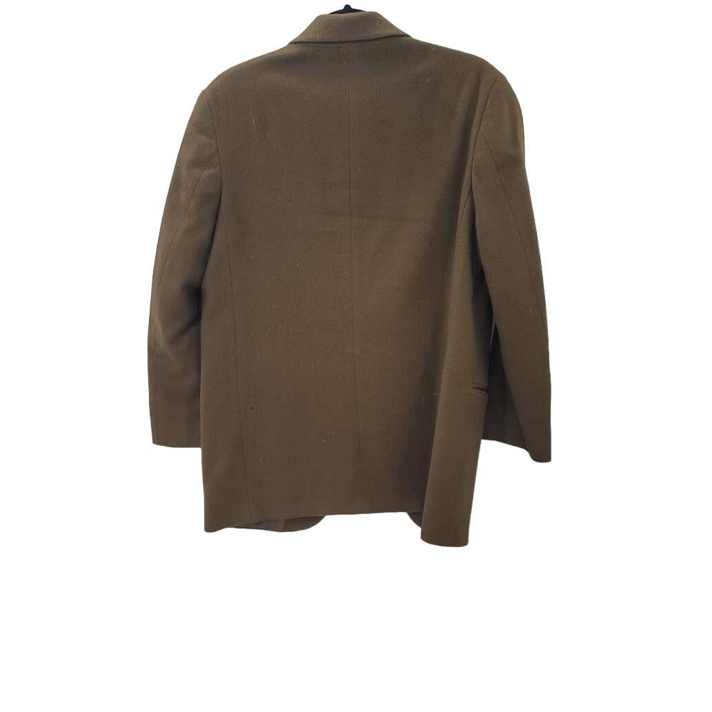 L.L. Bean Womans Olive Green Jacket Blazer Wool Vintage One Button Pockets