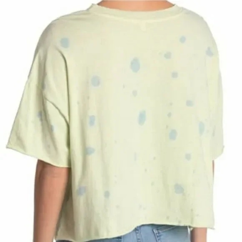 Abound Extra Small XS Green Tie Dye NEW Cotton Knit Boxy Crop Tee Front Pocket