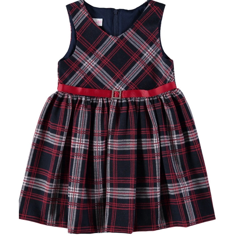 Bonnie Jean Girls Plaid Holiday Dress with Cardigan Size 4 Red and Navy NWT