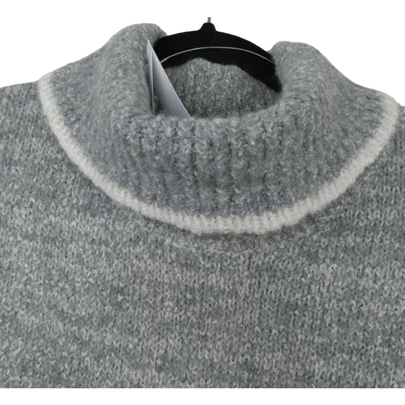 Topman Men's Tipped Roll Neck Sweater Large Heather Gray NEW Turtleneck Modern