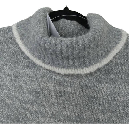 Topman Men's Tipped Roll Neck Sweater Large Heather Gray NEW Turtleneck Modern