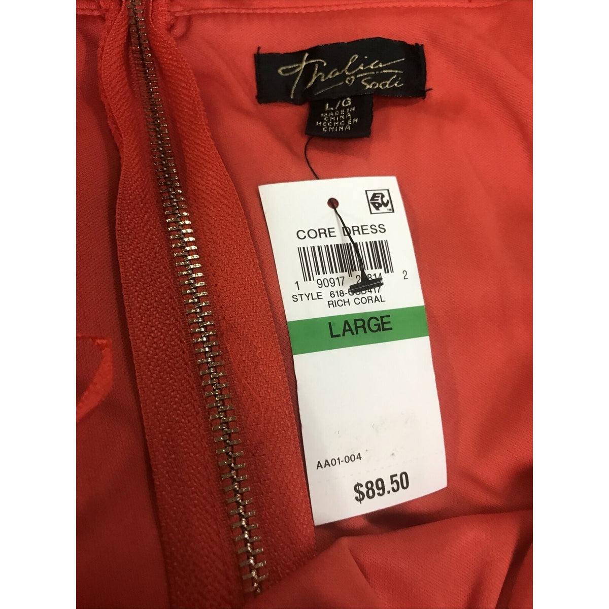 Thalia Sodi Off-The-Shoulder Neckline Bodycon Dress Back Zip Rich Coral Large