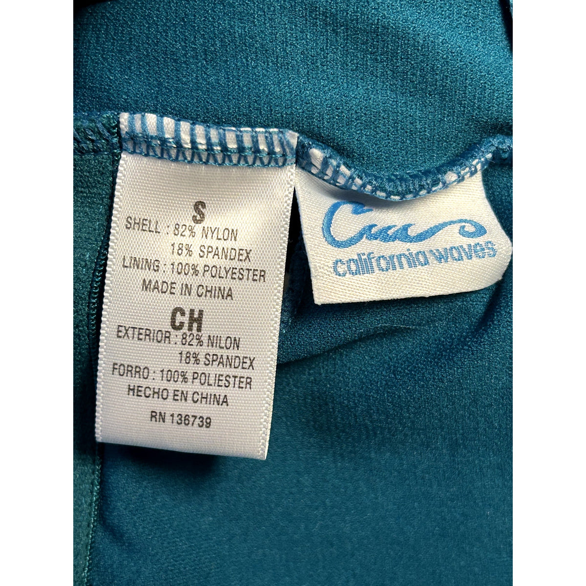 California Waves NWT Ribbed Lace Up High Leg One Piece Swimsuit Teal Small