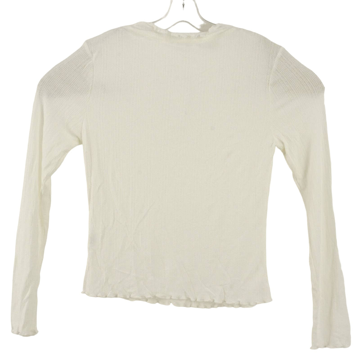 All in Favor Mock Neck Textured Rib Top Large Ivory NEW Lettuce Edge Long Sleeve