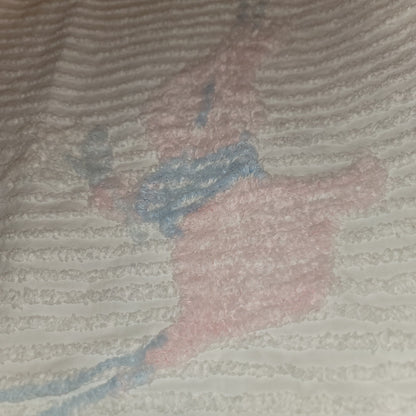 Chenille baby blanket Bunnies Blue pink yellow VINTAGE Crib bedspread