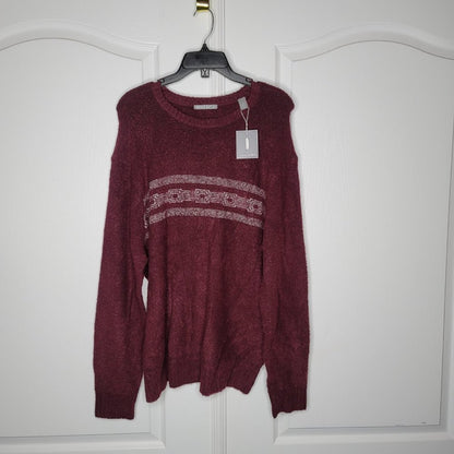 Michael Bastian Pullover Sweater Long Sleeve Crew Neck Boucle Beetroot Large