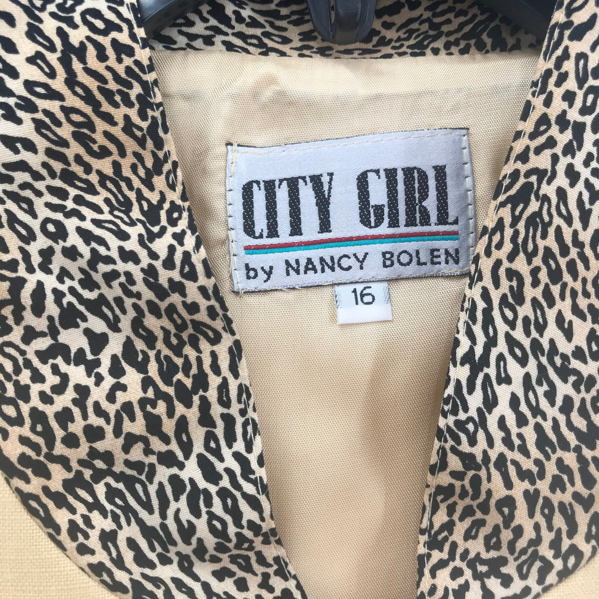 VTG City Girl Animal Print 3 Piece Set Button Up Shirt Full Zip Jacket & Skirt Size 16