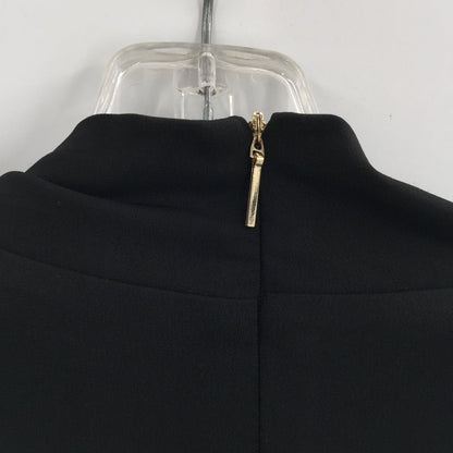 Premise Career Cowl Neck Blouse Top Short Sleeve Black Solid Size Small NWT