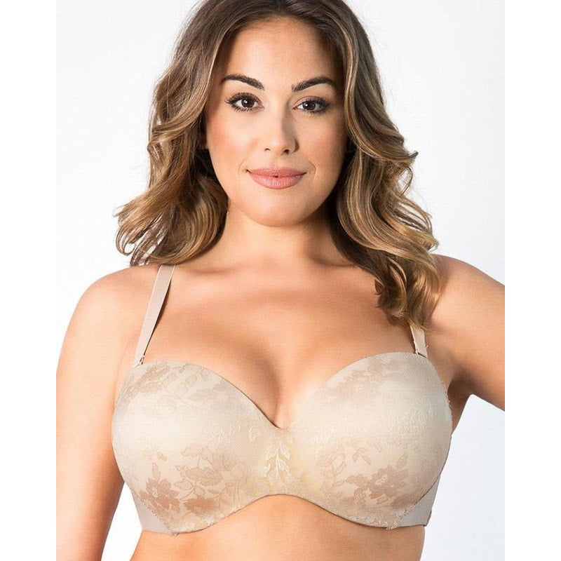 Curvy Couture NWT Strapless Sensation Multi-Way Push-Up Bra Nude 40DD