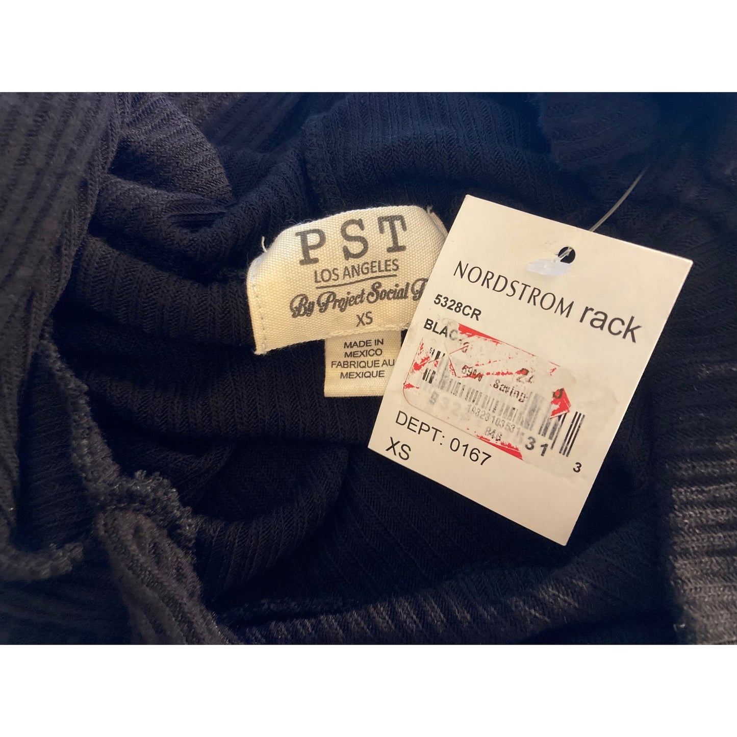 PST by Project Social T Wren Cozy Rib Hoodie Pullover XS/Extra Small Black NWT