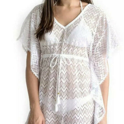 Miken Crochet Caftan Cover Up Swimsuit Swimwear Size Medium