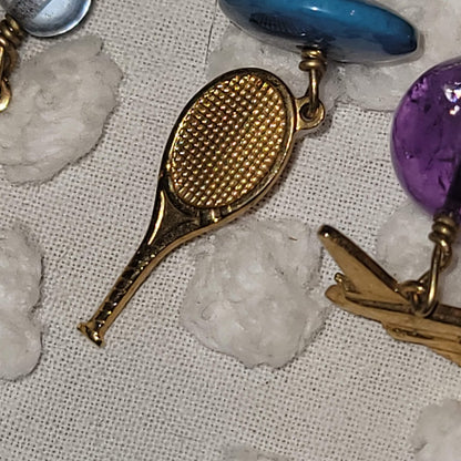 Saks STERLING New York Brooch Stones Theatre Masks Tennis Racquet Airplane boat