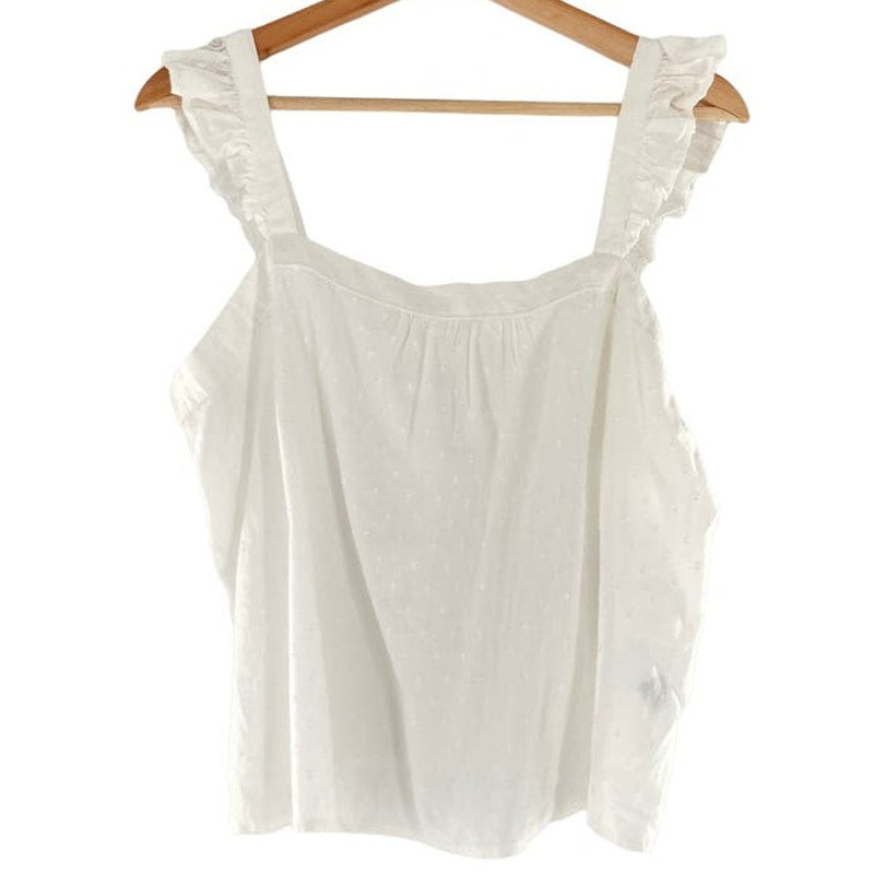 Abound Lightweight Swiss Dot Ruffle Strap Top Size XL/Extra Large in White NWT