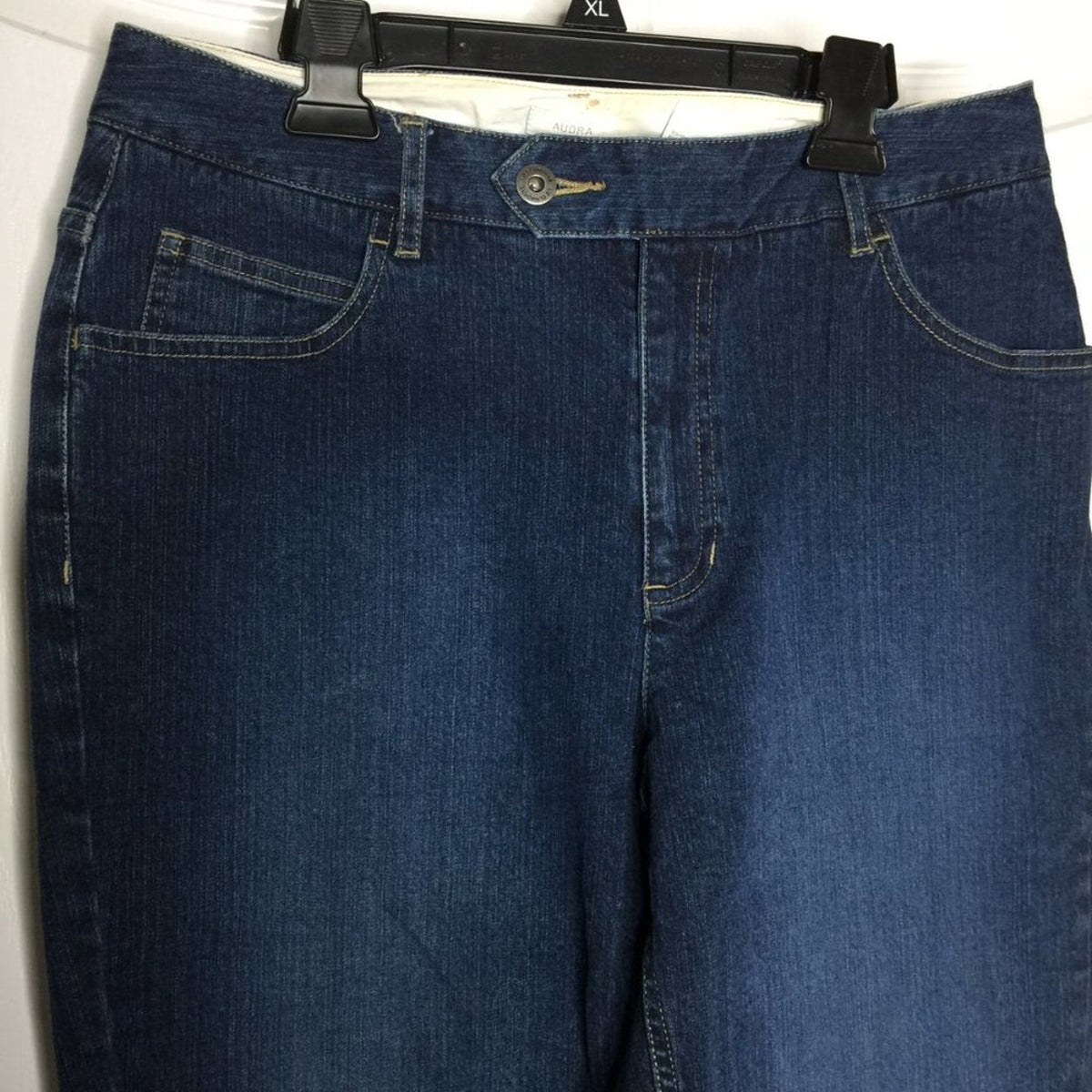 Liz Claiborne Audra Bootcut Jeans Stretch Mid-Rise Dark Wash Denim Blue Size 10
