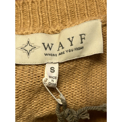 WAYF NWT Camel Tan Puff Long Sleeve Sweater Dress Size Small