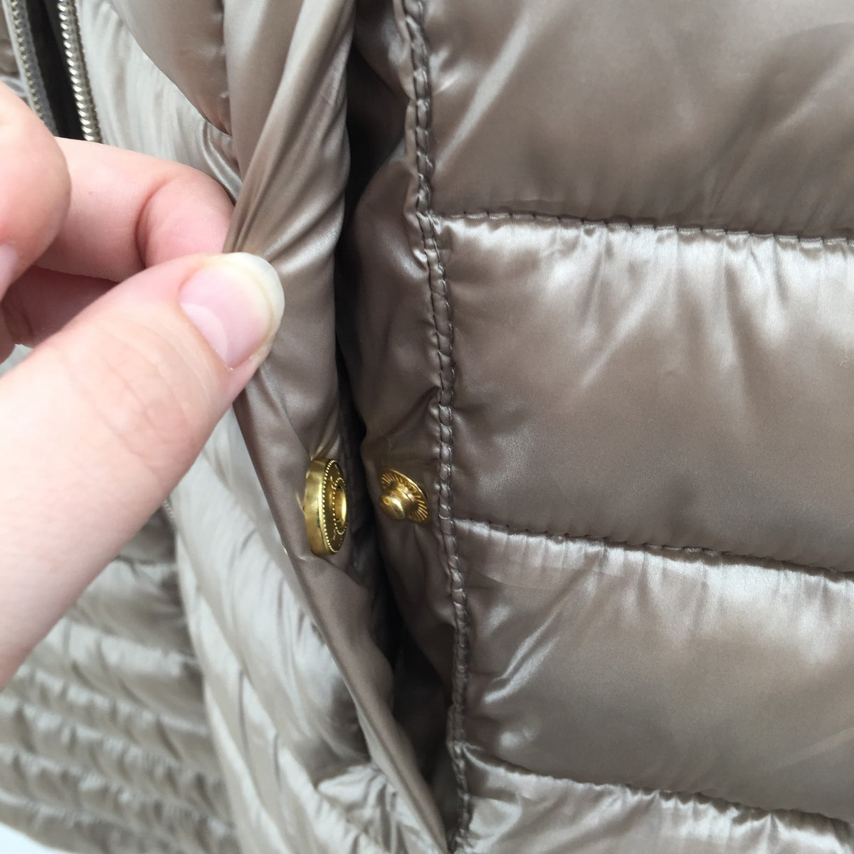 Via Spiga Packable Hooded Down Quilted Puffer Parka Coat Jacket Moonstone Small