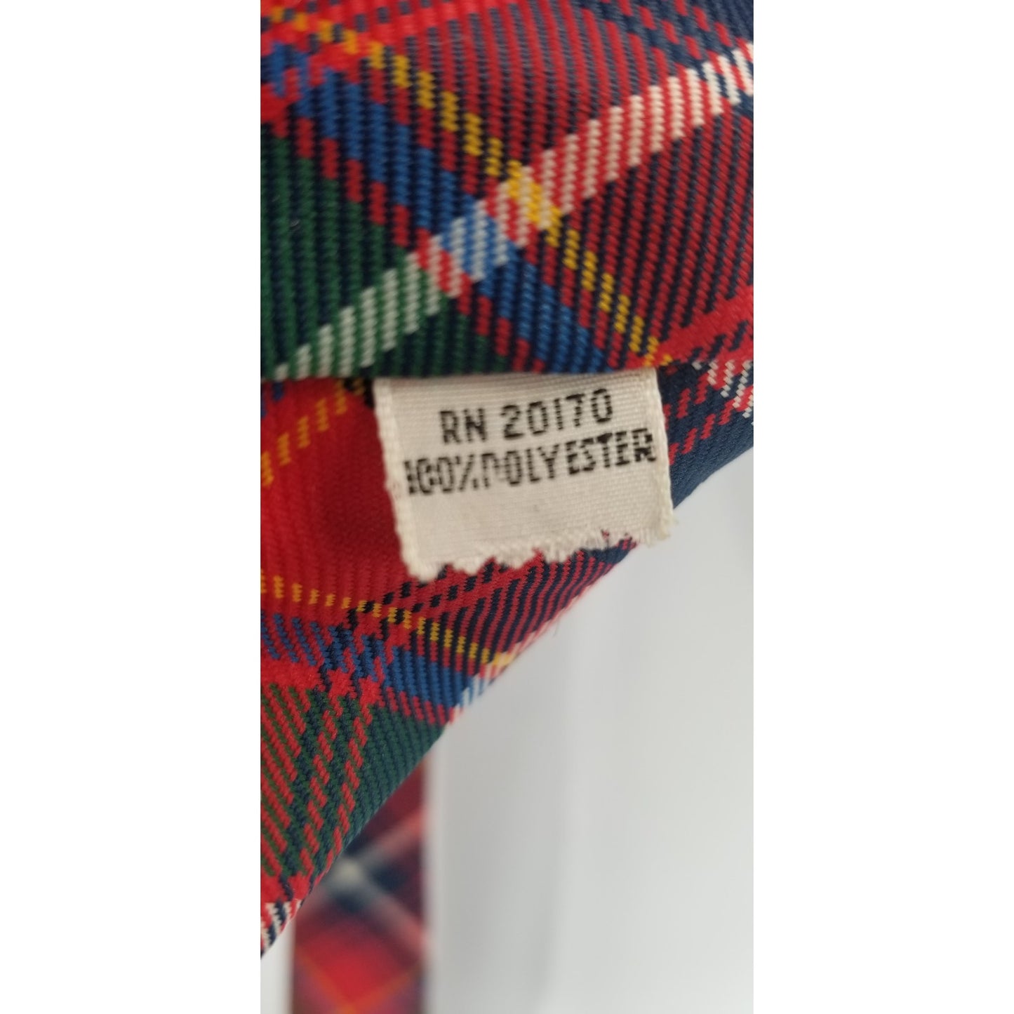 Pietro Di Roma Vintage Mens Necktie Tartan Plaid Red Green Blue 54" Tie