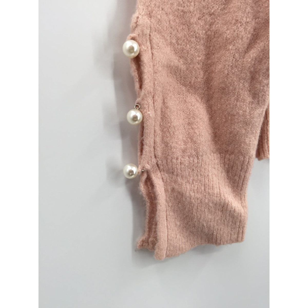 Rachel Parcell Scalloped Crew Neck Pullover Sweater Long Sleeve Pink NEW Small