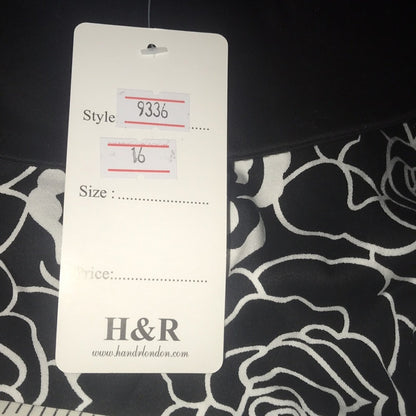 Hearts & Roses NEW Black White Roses Swing Dress Size 12 Fit Flare Pinup Style