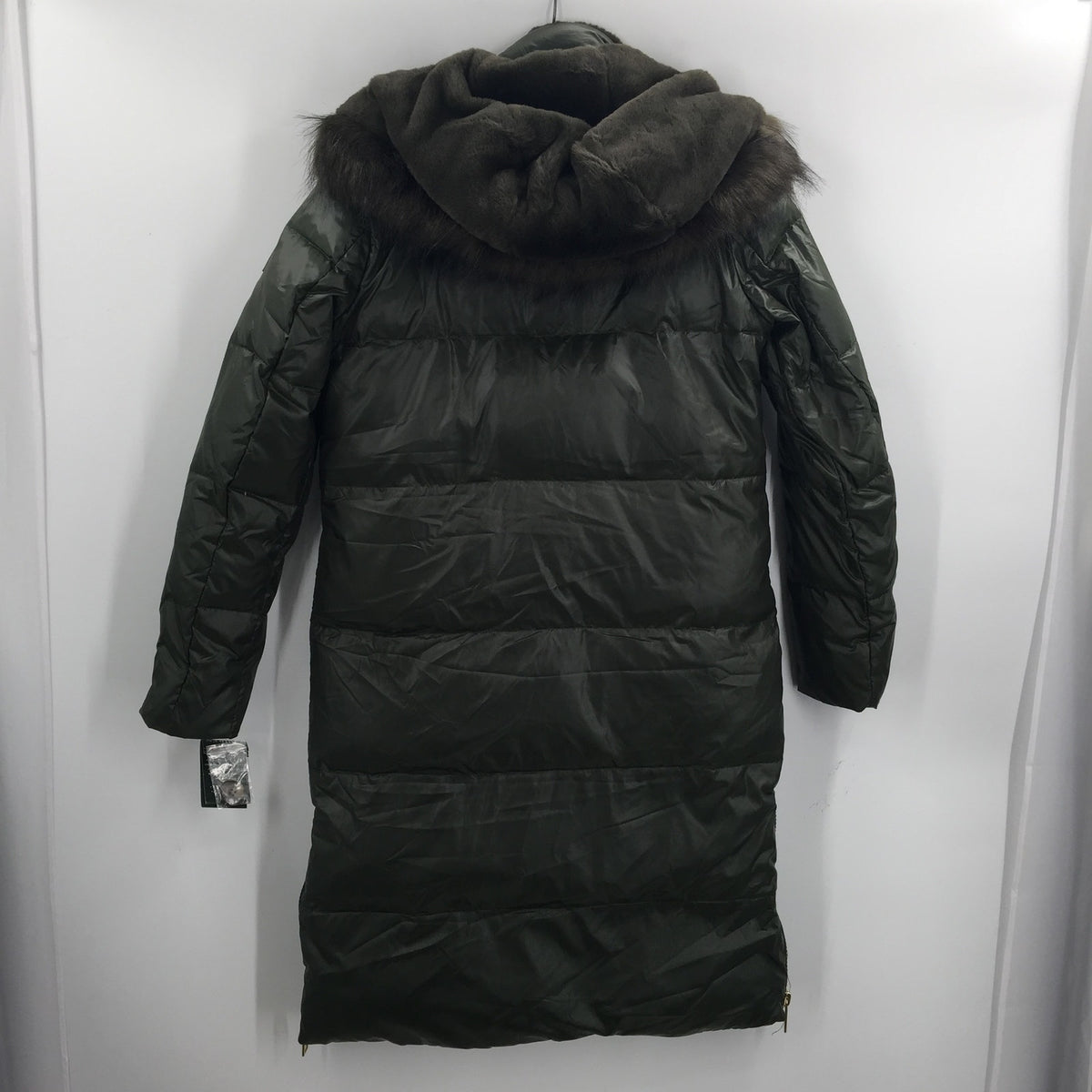 Ralph Lauren Women's Gramercy Green Hooded Puffer Coat Long Sleeves X-Small NWT