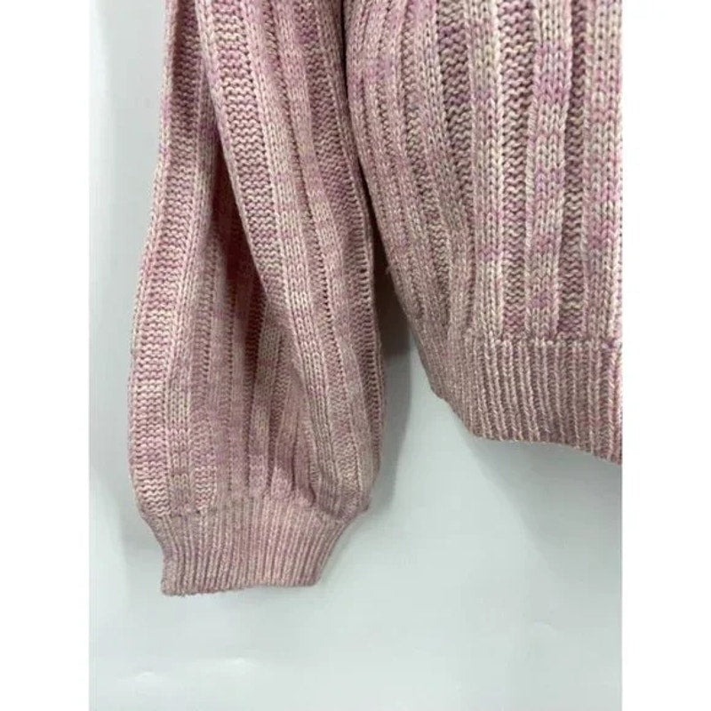 BlankNYC Women's Cable Knit Pullover Sweater Medium Lilac Mist Heather NWT Crew