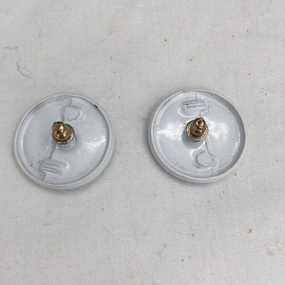Vintage Earring Green & White Metal Post Earrings Costume Jewelry