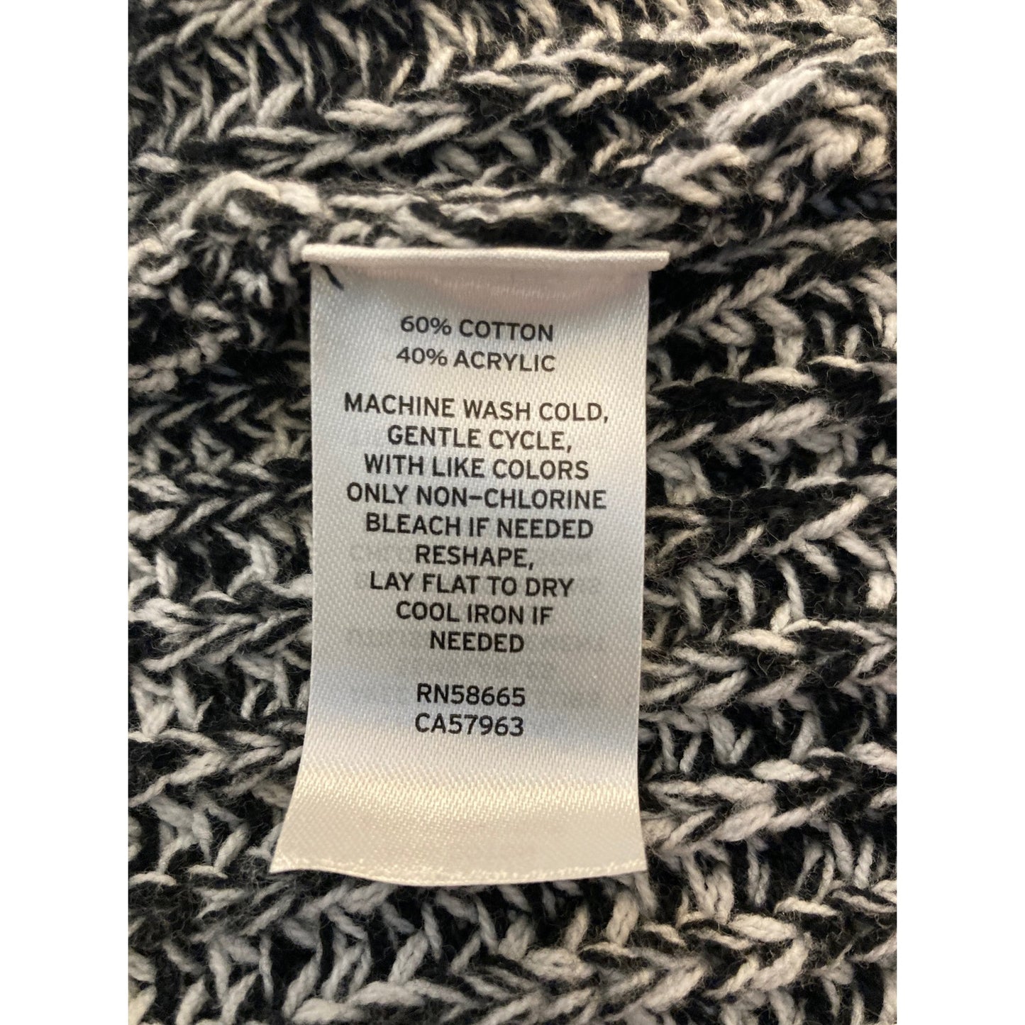 Caslon Shaker Mock Neck Pullover Sweater Sz Large Black Ivory Marl NWT