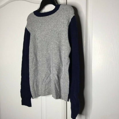 Court & Rowe Pullover Sweater Stretch Argyle Grey Blue Medium Merino Wool NEW