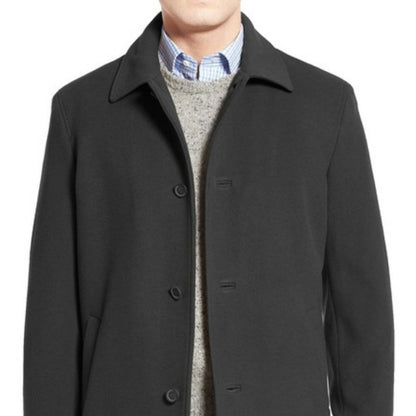 NWT Cole Haan Overcoat Jacket Long Sleeve Front Button Wool Blend Charcoal Large