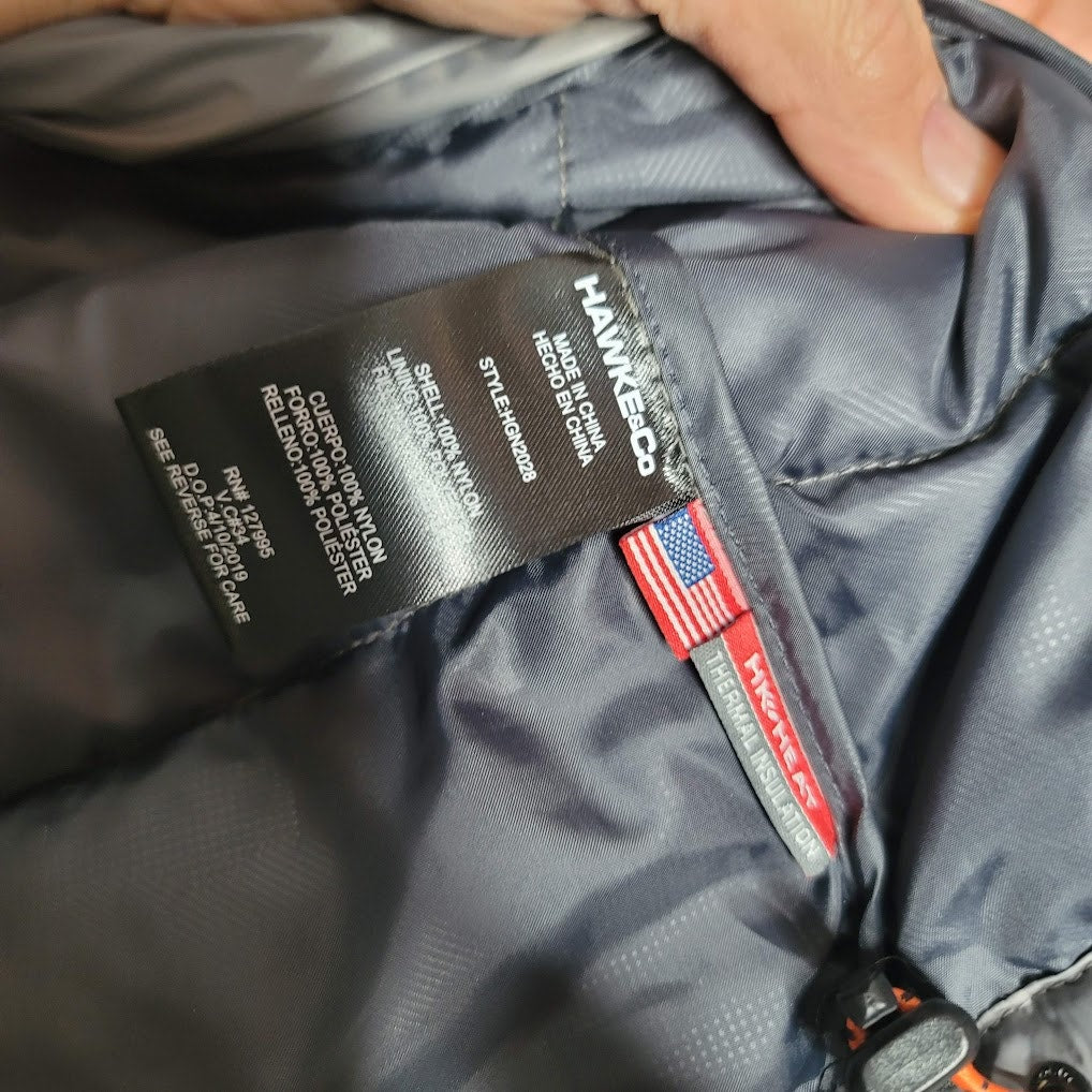 Hawke Co Sport NEW Performance Blue Gray Puffer Large Jacket Coat Full Zip Mens