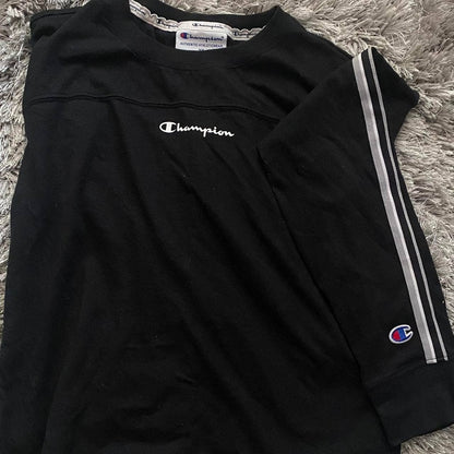 Champion black campus long sleeve Tshirt cropped NEW small tight fit activewear