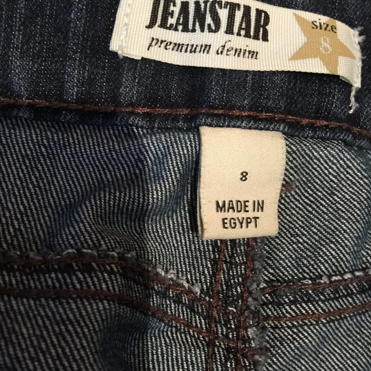 Jeanstar Premium Denim Stretch Boot Cut Jeans Mid Rise Dark Wash Blue Size 8
