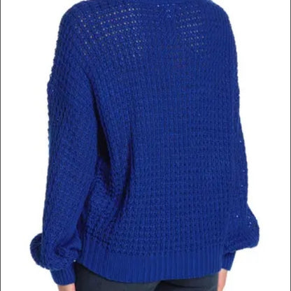 Abound NWT Textured Blouson long Sleeve knit blue clematis Sweater XXSmall