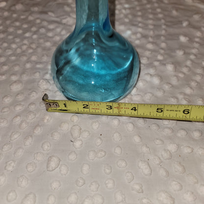 Blue bottle vase Glass Approx. 5" tall Budvase