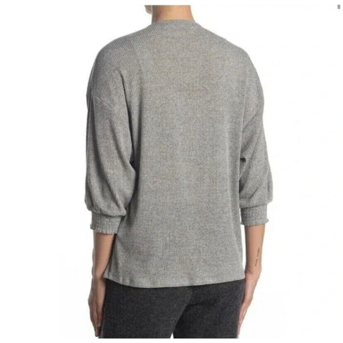ECLAIR Cardigan Women's Open Front 3/4 Sleeve Size Medium Gray Hacci Knit NWT