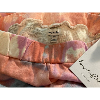 Love Fire 2 Piece Jogger Sweat Suit Pink Blue Tie Dye Small/Petite NWT Mask Hood