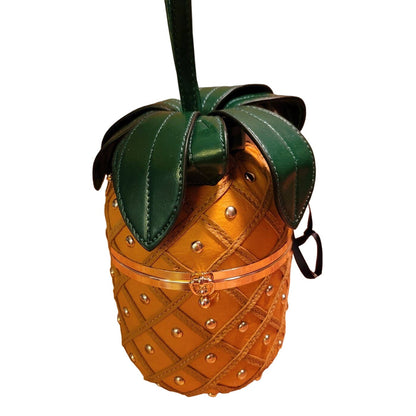 Pineapple Purse Yellow Green Leather Shoulder Strap Crossbody Swinger Cruise NEW