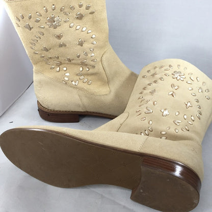 JACK ROGERS Kaitlin Tan suede boots leather accent 7.5 Medium Booties