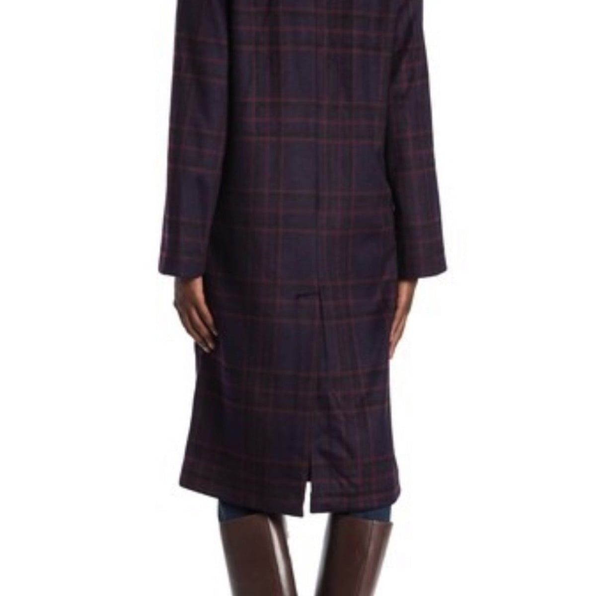 AVEC LES FILLES NEW Long Plaid Coat Size Medium