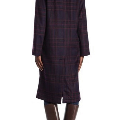 AVEC LES FILLES NEW Long Plaid Coat Size Medium