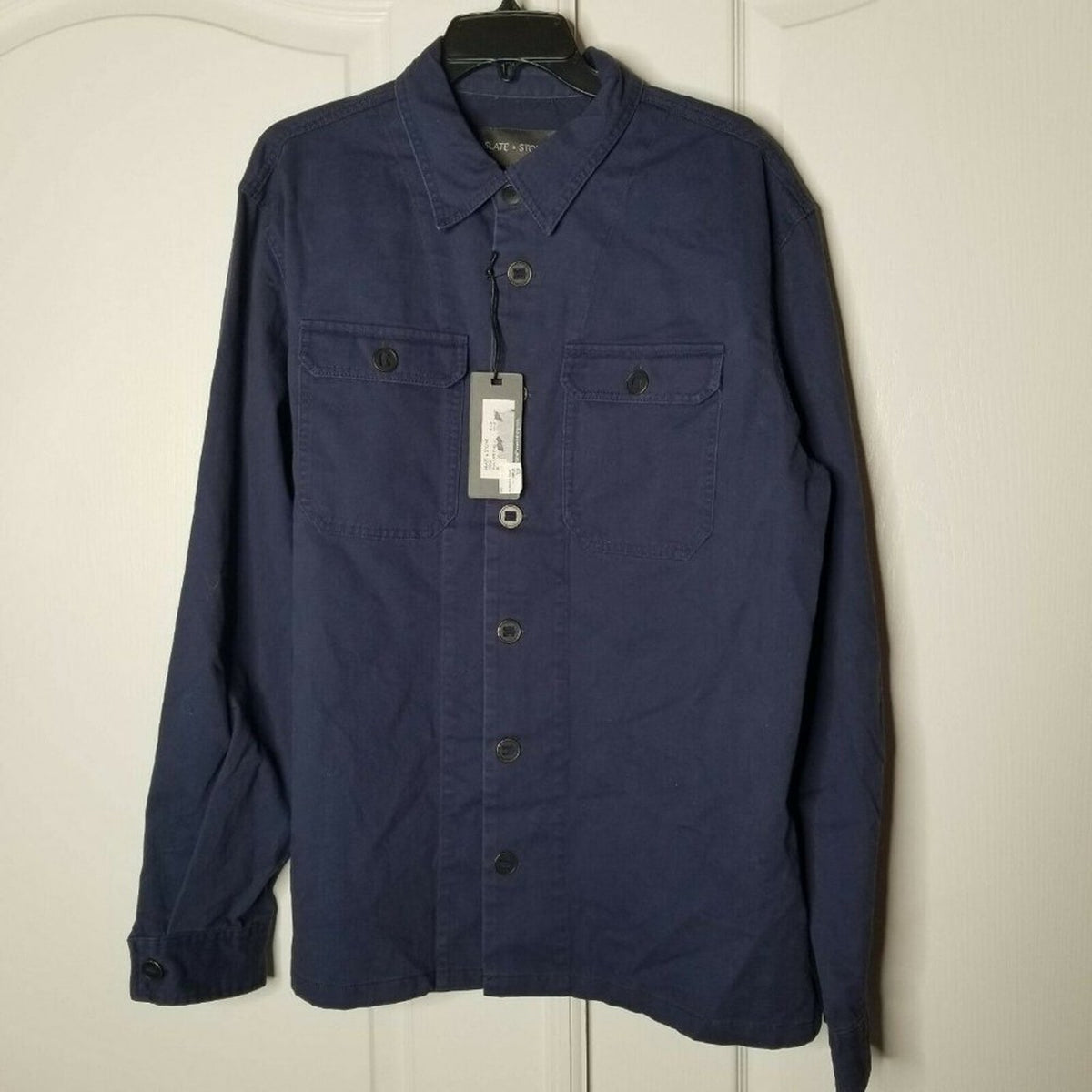 NWT Slate & Stone Pockets Navy Blue Front Button Shirt Jacket XL