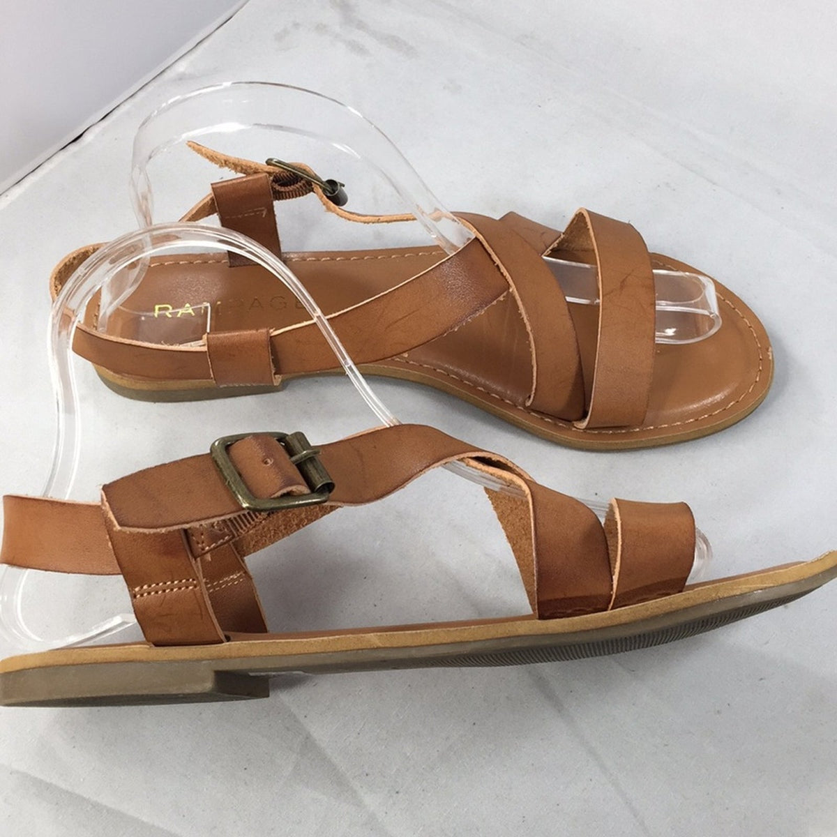 RAMPAGE Maddox Leather Tan Sandals adjustable 8M Spring Summer Beach